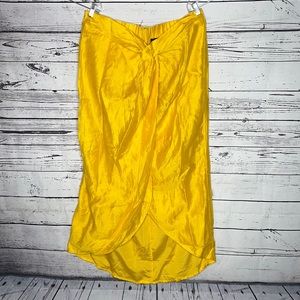 Melissa Mercedes x Eloquii NWT Size 22 Yellow Tulip Hemline Linen Blend Skirt